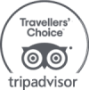 The image shows the TripAdvisor logo with the text "Travellers' Choice" above the owl symbol and "tripadvisor" below it, enclosed in a circle.